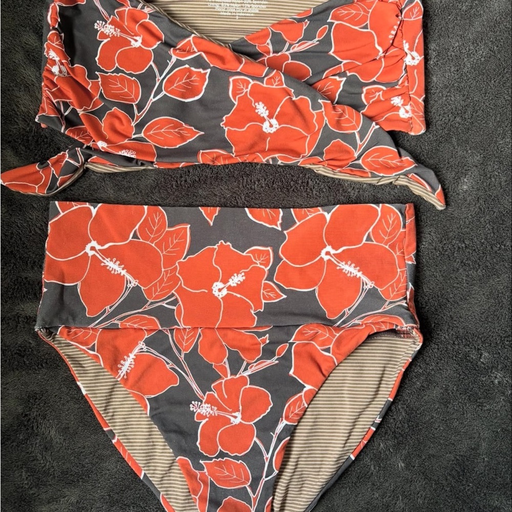 Acacia Swimwear Brown Striped Two-Piece